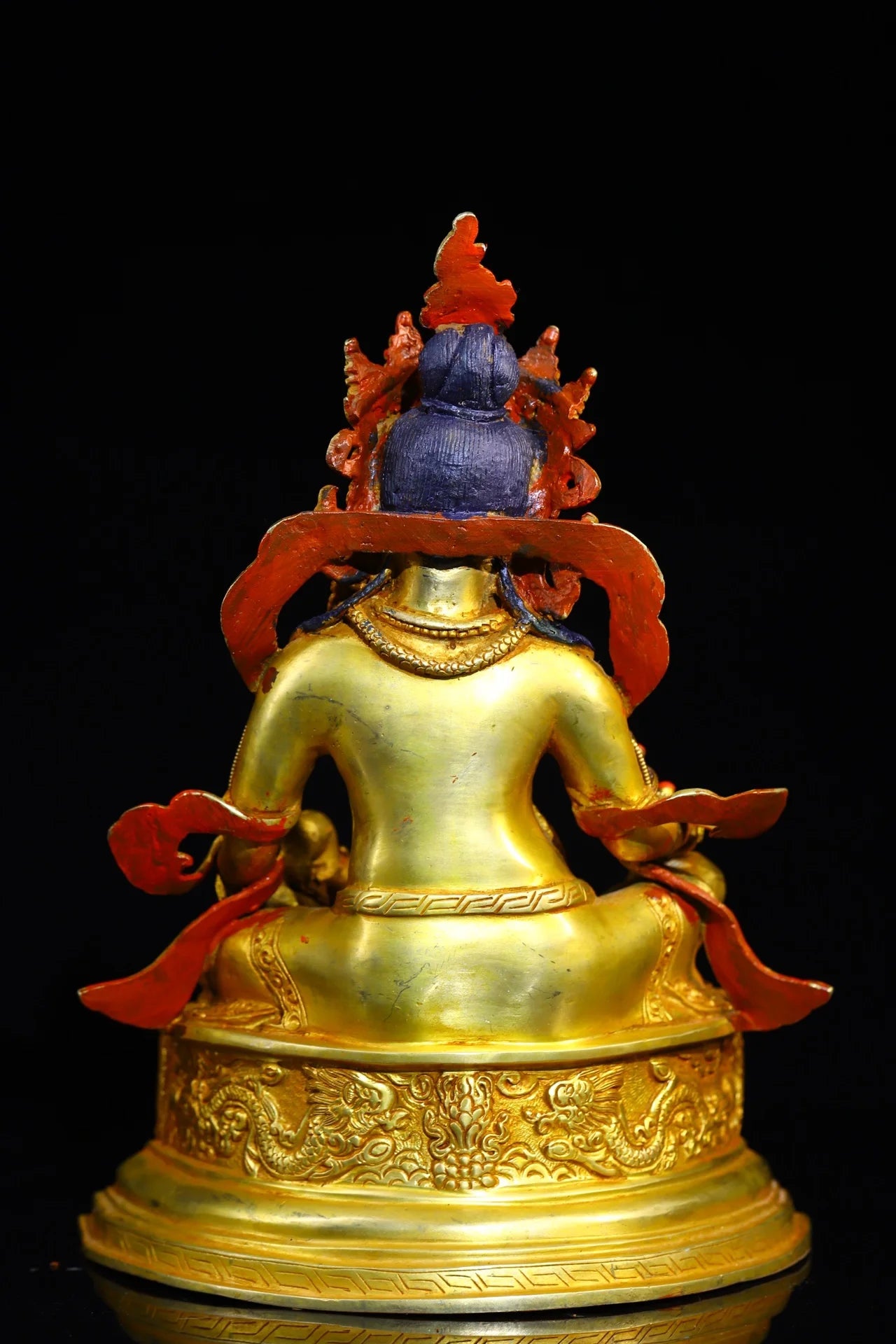 9"Tibet Temple Collection Old Natural Crystal Gilding Mosaic Gem Yellow Jambhala Buddha Buddha Platform Worship Hall Town house