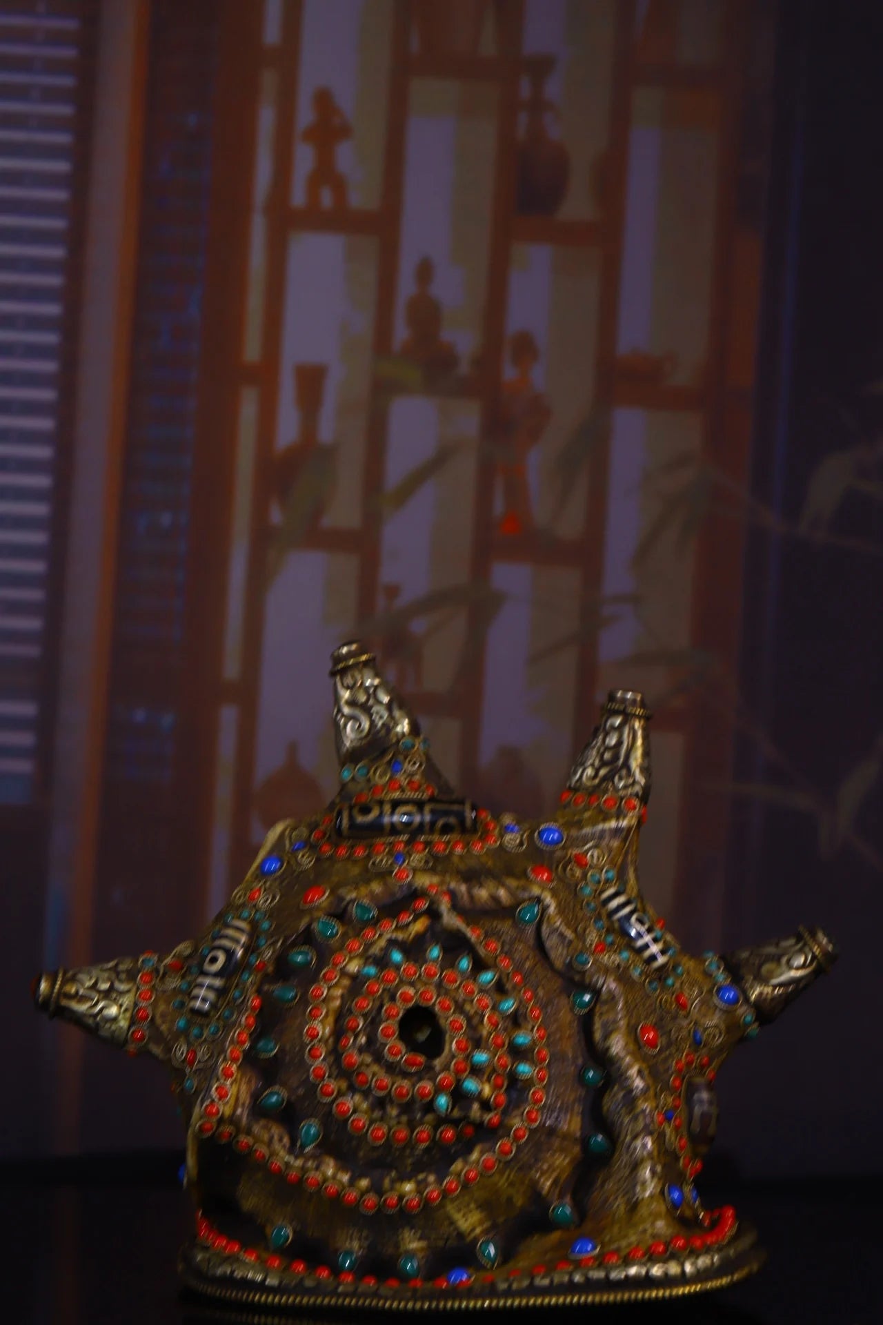 9"Tibet Temple Collection Old Tibetan silver Natural Conch Filigree Amulet Dharma Snail Buddhist rituals river snail Town House