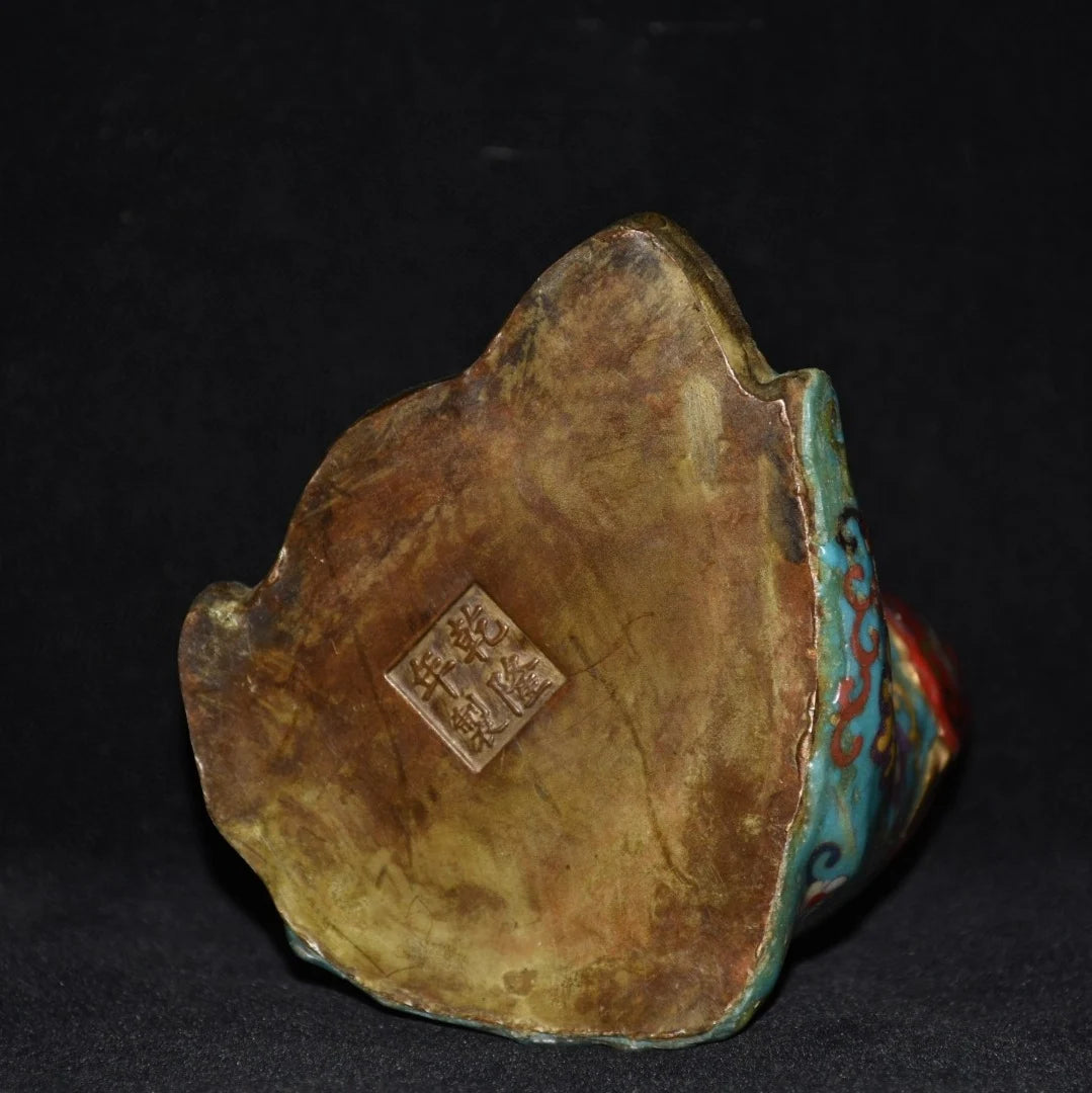 9"Tibetan Temple Collection Old Bronze Cloisonne Guanyin Bodhisattva Avalokitesvara Sitting Buddha worship hall Town house