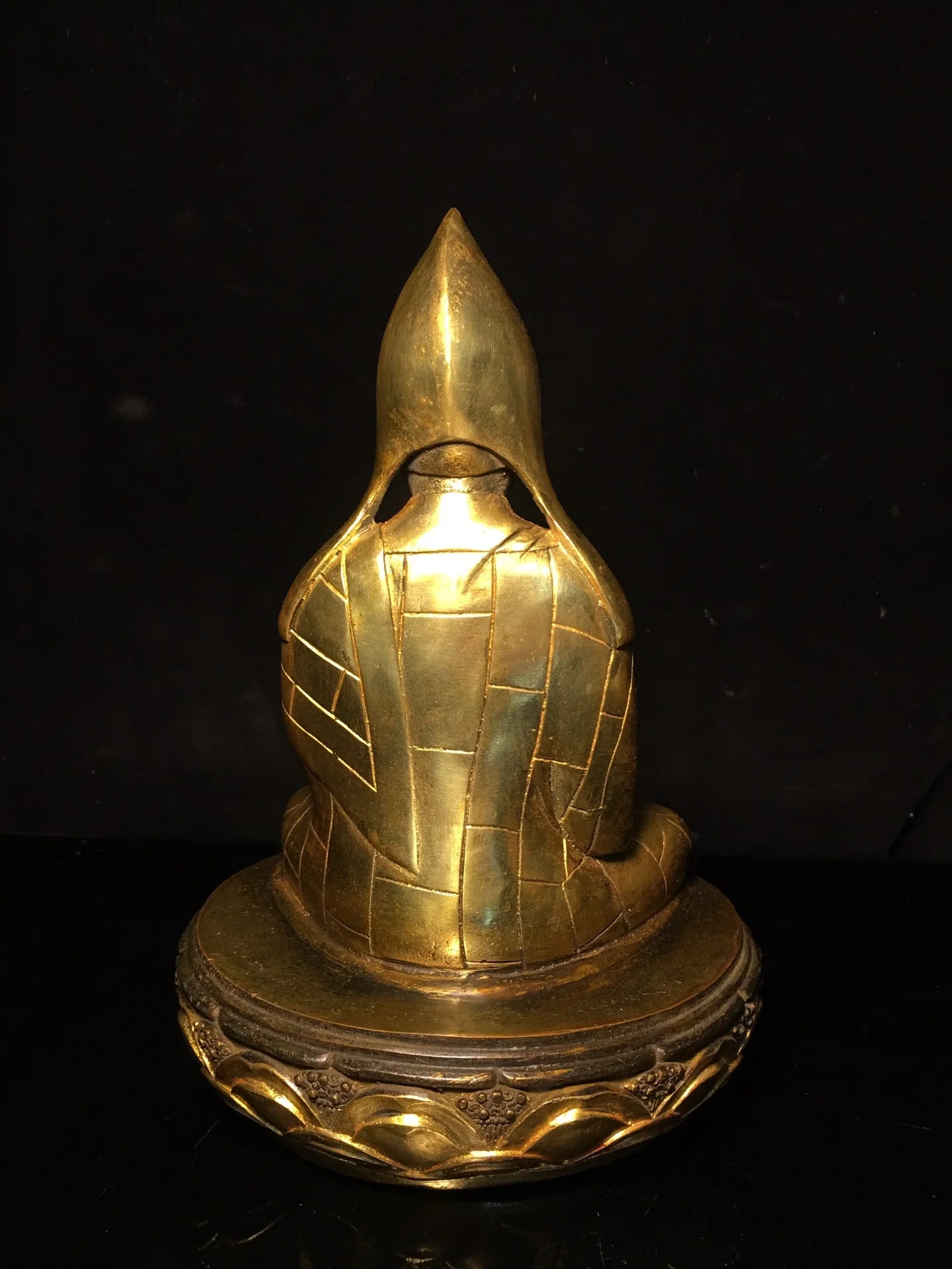 9"Tibetan Temple Collection Old Bronze Gilt Tsongkhapa lotus buddha Worship Hall Town house Exorcism