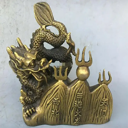 9'' brass copper furniture decorate animal statue auspicious beast dragon statue