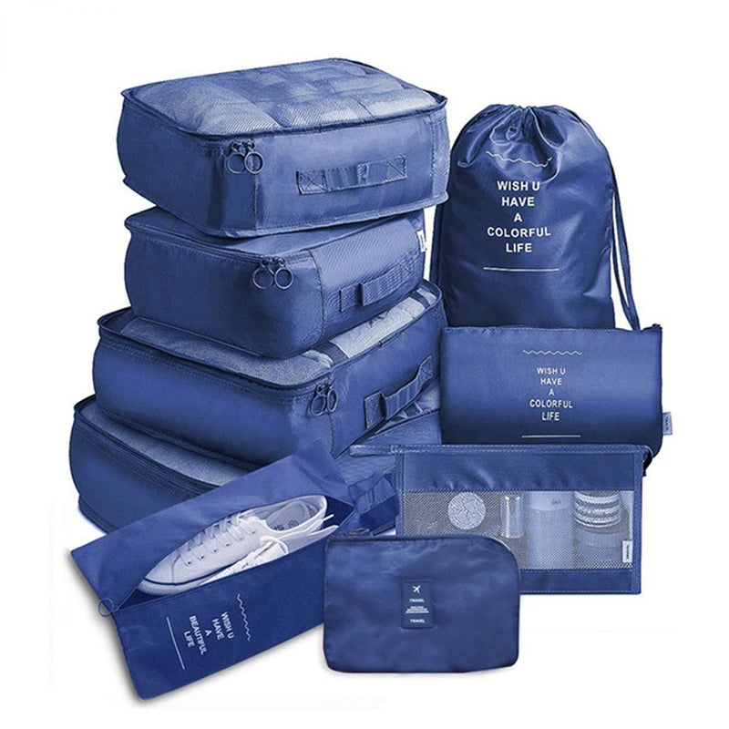9 pieces Set Travel Organizer Storage Bags Suitcase Packing Set Storage Cases Portable Luggage Organizer Clothes Shoe Tidy Pouch