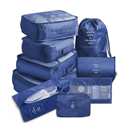 9 pieces Set Travel Organizer Storage Bags Suitcase Packing Set Storage Cases Portable Luggage Organizer Clothes Shoe Tidy Pouch