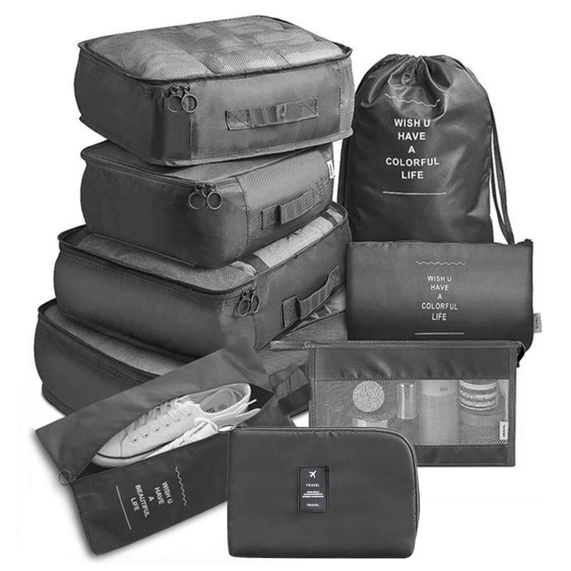 9 pieces Set Travel Organizer Storage Bags Suitcase Packing Set Storage Cases Portable Luggage Organizer Clothes Shoe Tidy Pouch