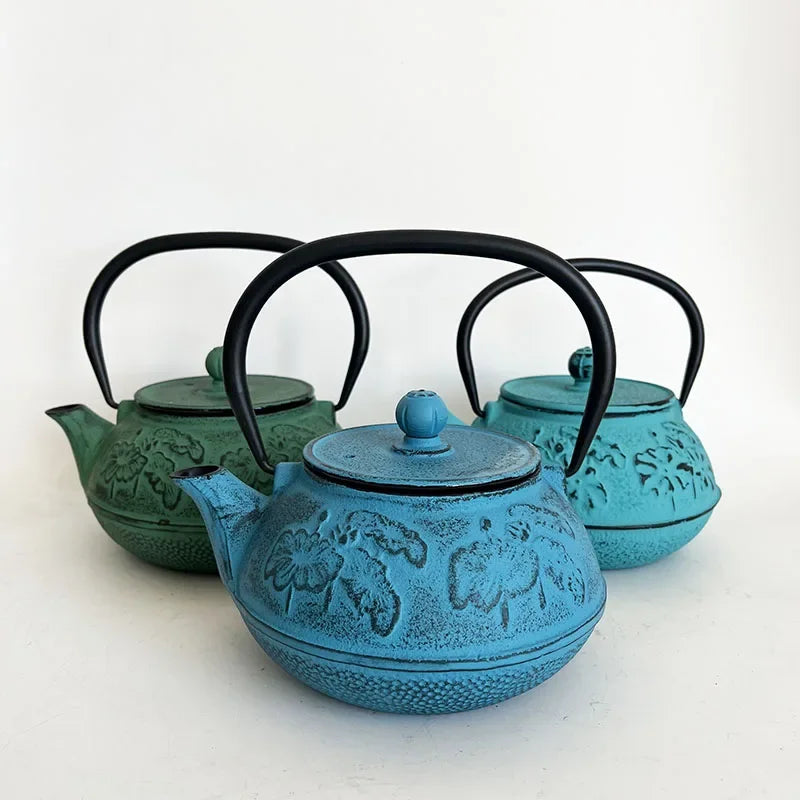 900ml Tiffany Blue Cast Iron Teapot With Strainer Tetera Tetsubin Tea Kettle Tea Maker For Boiling Water Decoration Ornament