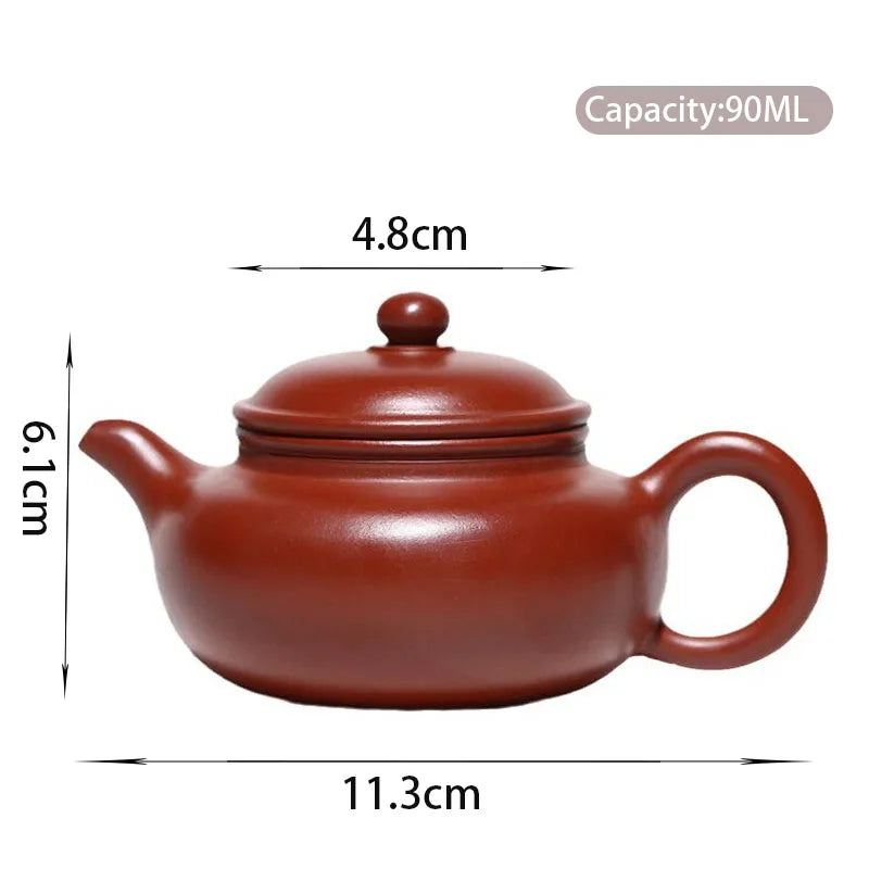 90ml Chinese Yixing Purple Clay Teapot Famous Artists Handmade Small Capacity Tea Pot Raw Ore Dahongpao Mud Kettle Zisha Tea Set