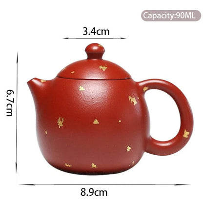 90ml Chinese Yixing Purple Clay Teapots Small Capacity Handmade Dragon Egg Tea Pot Dahongpao Mud Kettle High-end Zisha Tea Set