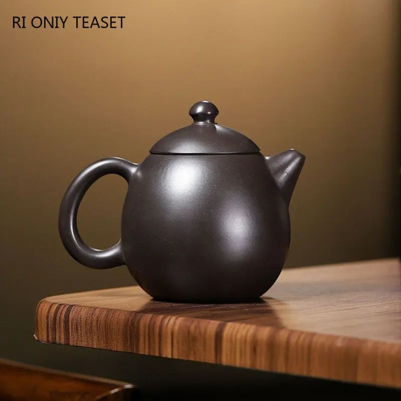 90ml Chinese Yixing Small Capacity Purple Clay Teapot Handmade Dragon Egg Tea Pot Raw Ore Black Mud Kettle Zisha Tea Set Teaware