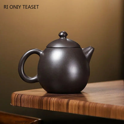 90ml Chinese Yixing Small Capacity Purple Clay Teapot Handmade Dragon Egg Tea Pot Raw Ore Black Mud Kettle Zisha Tea Set Teaware