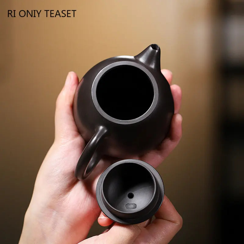 90ml Chinese Yixing Small Capacity Purple Clay Teapot Handmade Dragon Egg Tea Pot Raw Ore Black Mud Kettle Zisha Tea Set Teaware