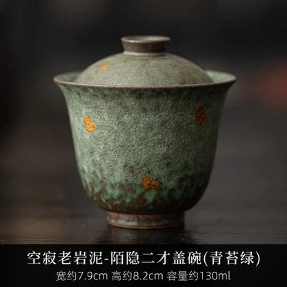 90ml Retro Bronze Glazed Gaiwan Luxury Sprinkle Gold Bowl with Lid Sopera Tea Tureen Household Tea Making Cover Bowl Cha Craft