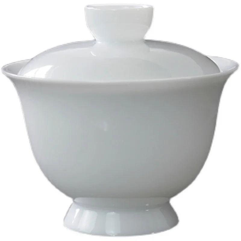 90ml Suet Jade Porcelain Gaiwan For Tea Thin White Tureen With Lid Teaware Travel Mini Kung Fu Tea Set  Cup Bowls Small Chawan