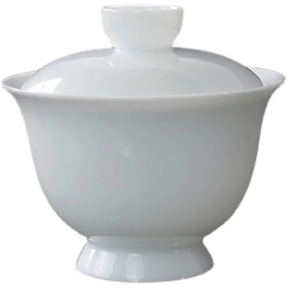 90ml Suet Jade Porcelain Gaiwan For Tea Thin White Tureen With Lid Teaware Travel Mini Kung Fu Tea Set  Cup Bowls Small Chawan