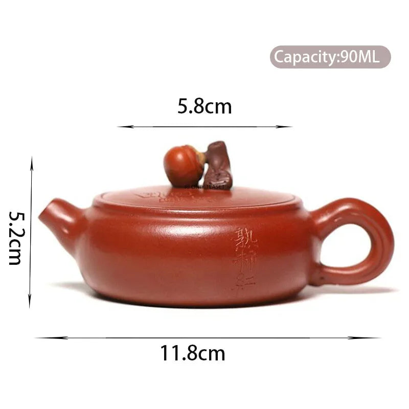 90ml Yixing Famous Small Capacity Purple Clay Teapot Handmade Tea Pot Raw Ore Dahongpao Mud Kettle Chinese Zisha Tea Set Teaware
