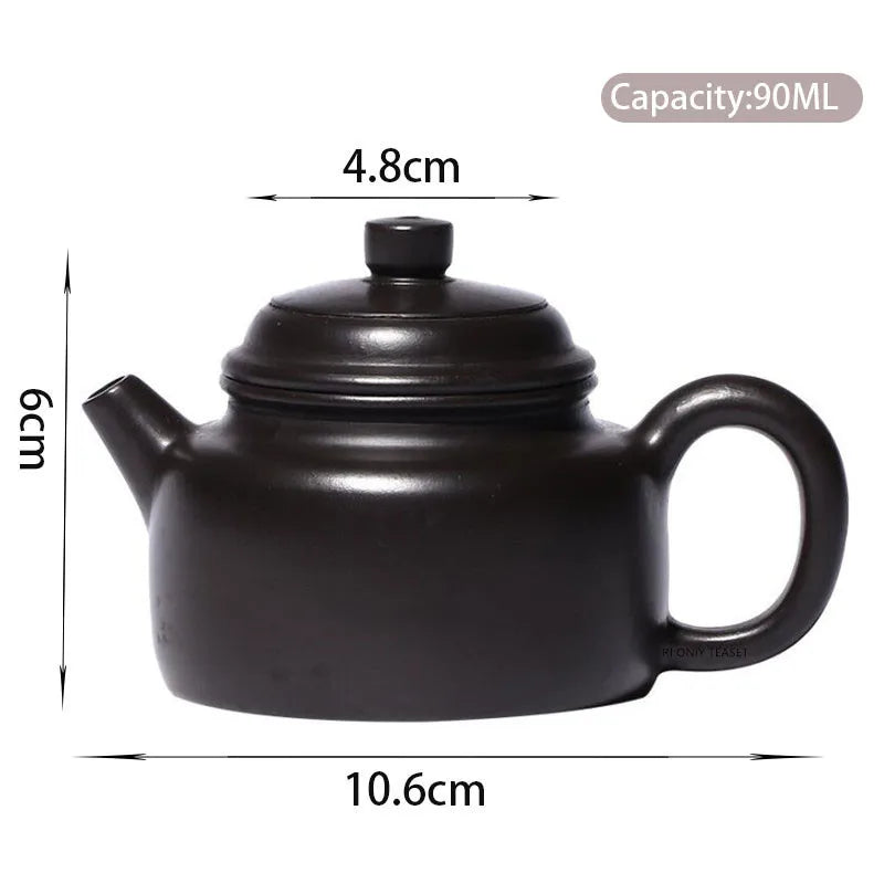 90ml Yixing Small Capacity Purple Clay Teapots Famous Artists Handmade Tea Pot Raw Ore Black Mud Kettle Chinese Zisha Tea Set