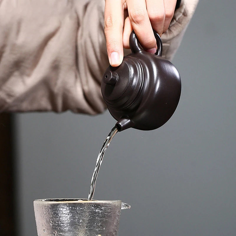 90ml Yixing Small Capacity Purple Clay Teapots Famous Artists Handmade Tea Pot Raw Ore Black Mud Kettle Chinese Zisha Tea Set