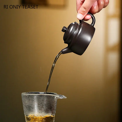 90ml Yixing Small Capacity Purple Clay Teapots Famous Artists Handmade Tea Pot Raw Ore Black Mud Kettle Chinese Zisha Tea Set