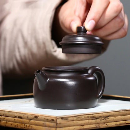 90ml Yixing Small Capacity Purple Clay Teapots Famous Artists Handmade Tea Pot Raw Ore Black Mud Kettle Chinese Zisha Tea Set