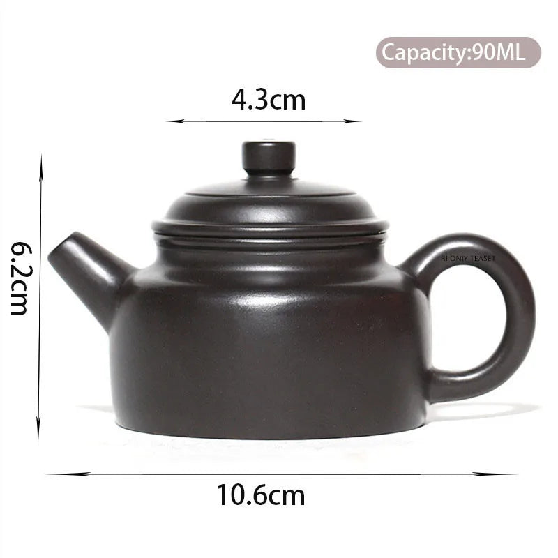 90ml Yixing Small Capacity Purple Clay Teapots Famous Artists Handmade Tea Pot Raw Ore Black Mud Kettle Chinese Zisha Tea Set