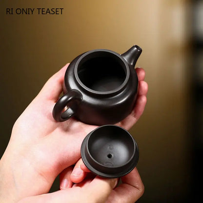 90ml Yixing Small Capacity Purple Clay Teapots Famous Artists Handmade Tea Pot Raw Ore Black Mud Kettle Chinese Zisha Tea Set
