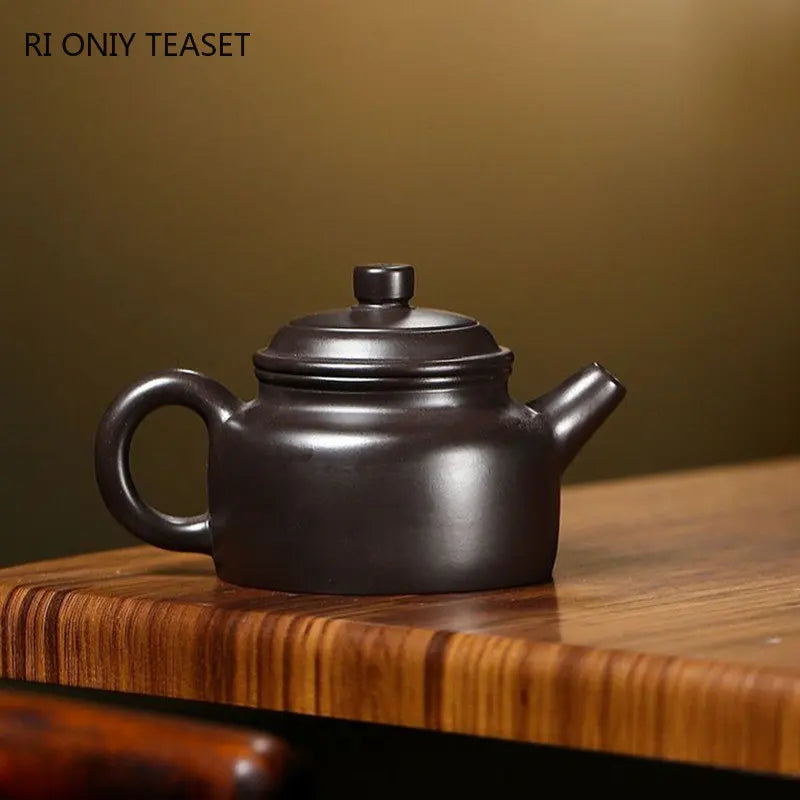 90ml Yixing Small Capacity Purple Clay Teapots Famous Artists Handmade Tea Pot Raw Ore Black Mud Kettle Chinese Zisha Tea Set