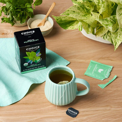 Choice Organics - Organic Peppermint Tea (3 Pack) - Compostable - Caffeine Free - 48 Organic Herbal Tea Bags
