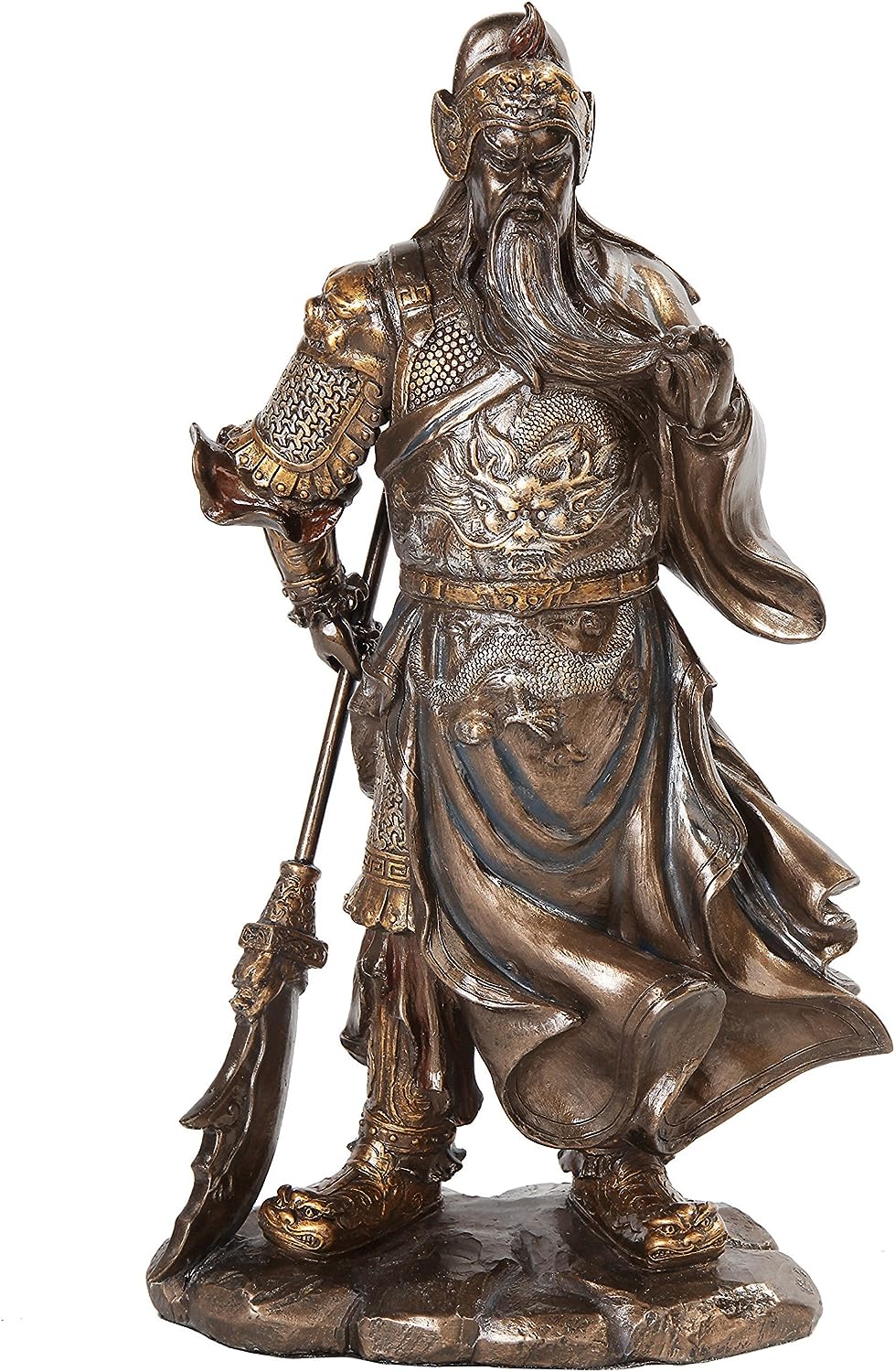 PTC 10630 Guan Yu Chinese Fighting Warrior Resin Statue Figurine, 12.25"