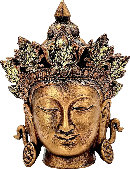 Bellaa 24665 Buddha Head Statue Guan Quan Kuan Yin 8 inch Tall