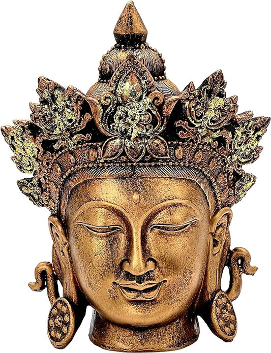 Bellaa 24665 Buddha Head Statue Guan Quan Kuan Yin 8 inch Tall