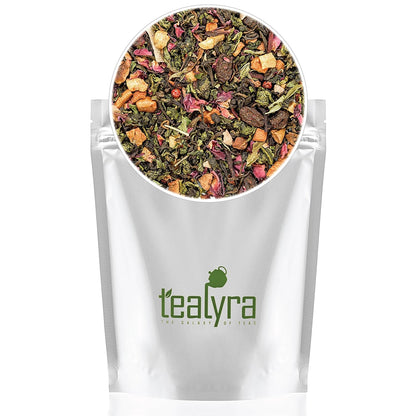 Tealyra - Berry Rose Slenderize - Pu Erh 5 Year Aged with Green Oolong - Loose Leaf Tea Blend - Wellness Healthy Tea - All Natural Ingredients - 220g (8-ounce)