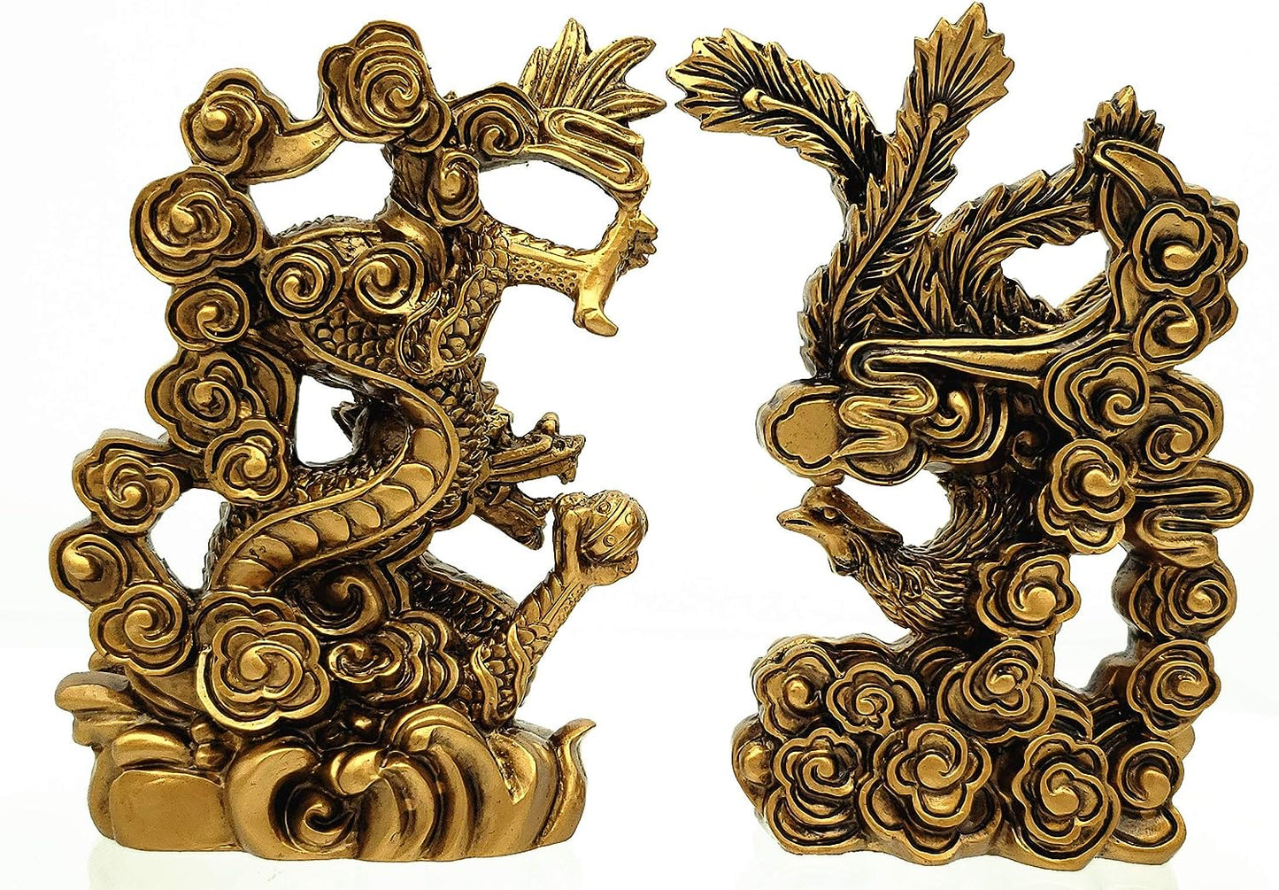 Betterdecor Feng Shui Chinese Dragon and Phoenix Statue Fgurine Decoration for Marriage Luck