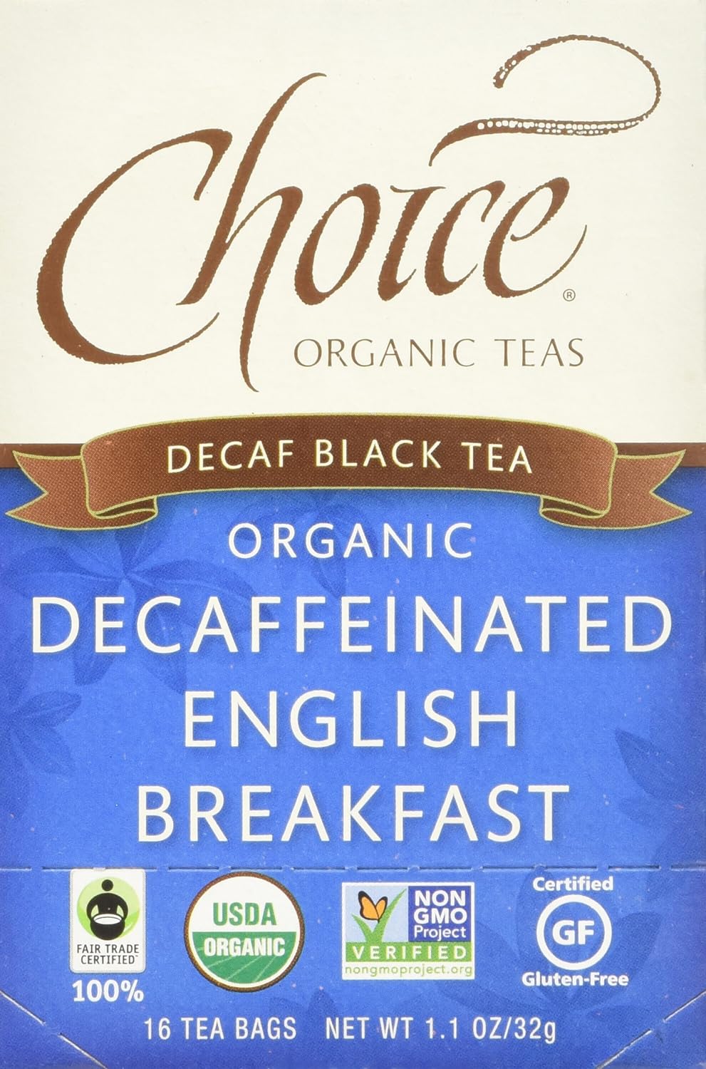 Choice Organics - Organic Decaffeinated English Breakfast Tea (1 Pack) - Fair Trade - Compostable - 16 Organic Black Tea Bags