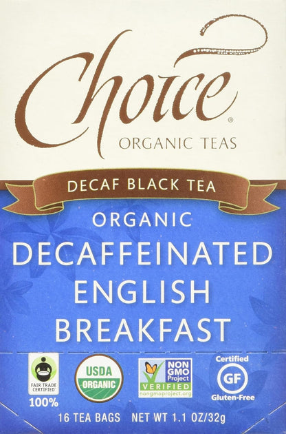 Choice Organics - Organic Decaffeinated English Breakfast Tea (1 Pack) - Fair Trade - Compostable - 16 Organic Black Tea Bags