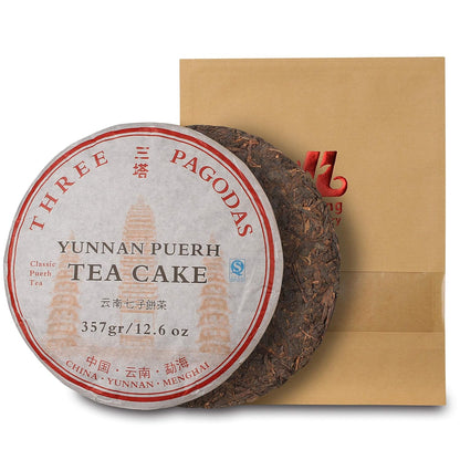Three Pagodas Puerh Tea (150 cups) Pu-erh Tea Cake (12.6ounce)