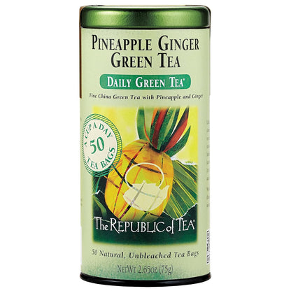 The Republic of Tea – Pineapple Ginger Daily Green Tea, 50 Tea Bag Tin