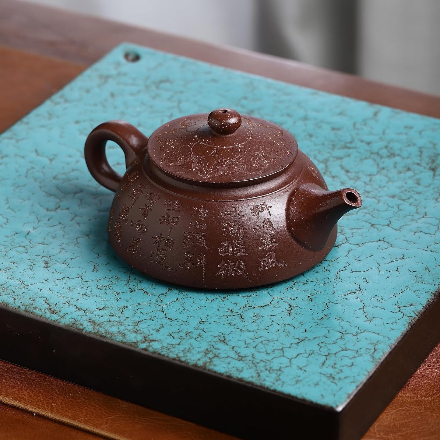 SILINE Zisha Teapot, Chinese Yixing Clay Handmade Tea Pot 9.4 Oz, Infuse Brew Kung Fu Loose Leaf Tea Maker (Lotus,Zini Purple Clay)