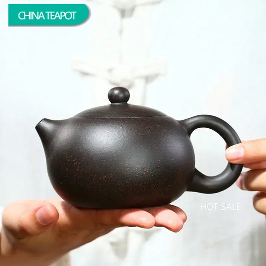 240ml Chinese Yixing Purple Clay Teapots Ball Hole Filter Famous Handmade Xishi Tea Pot Beauty Kettle Authentic Zisha Tea Set