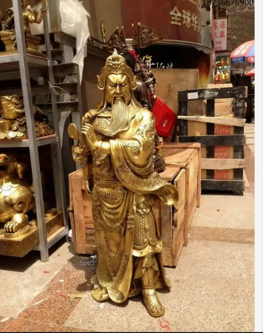 94CM Large huge - Company business TOP efficacious Protection- The God of wealth GUAN GONG Guandi FENG SHUI gold copper statue