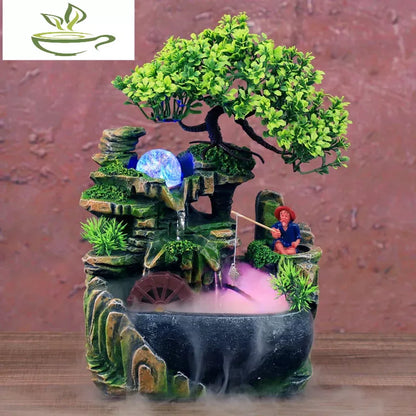 Creative Home Decoration Desktop Waterfall Fountain Zen Meditation Simulation Resin Rockery Waterfall Statue Feng Shui Ornaments