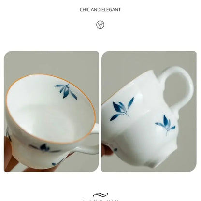 95ml Hand-painted Butterfly Orchid Gourd Tea Cup with Handle Luxury Smelling Cup Fragrance Master Cup Puer Tableware Ornaments