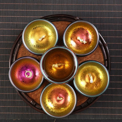 999silver Chinese zodiac colorful built sterling silver teacup ceramic kiln Kungfu tea set teacup tea cup master cup single cup