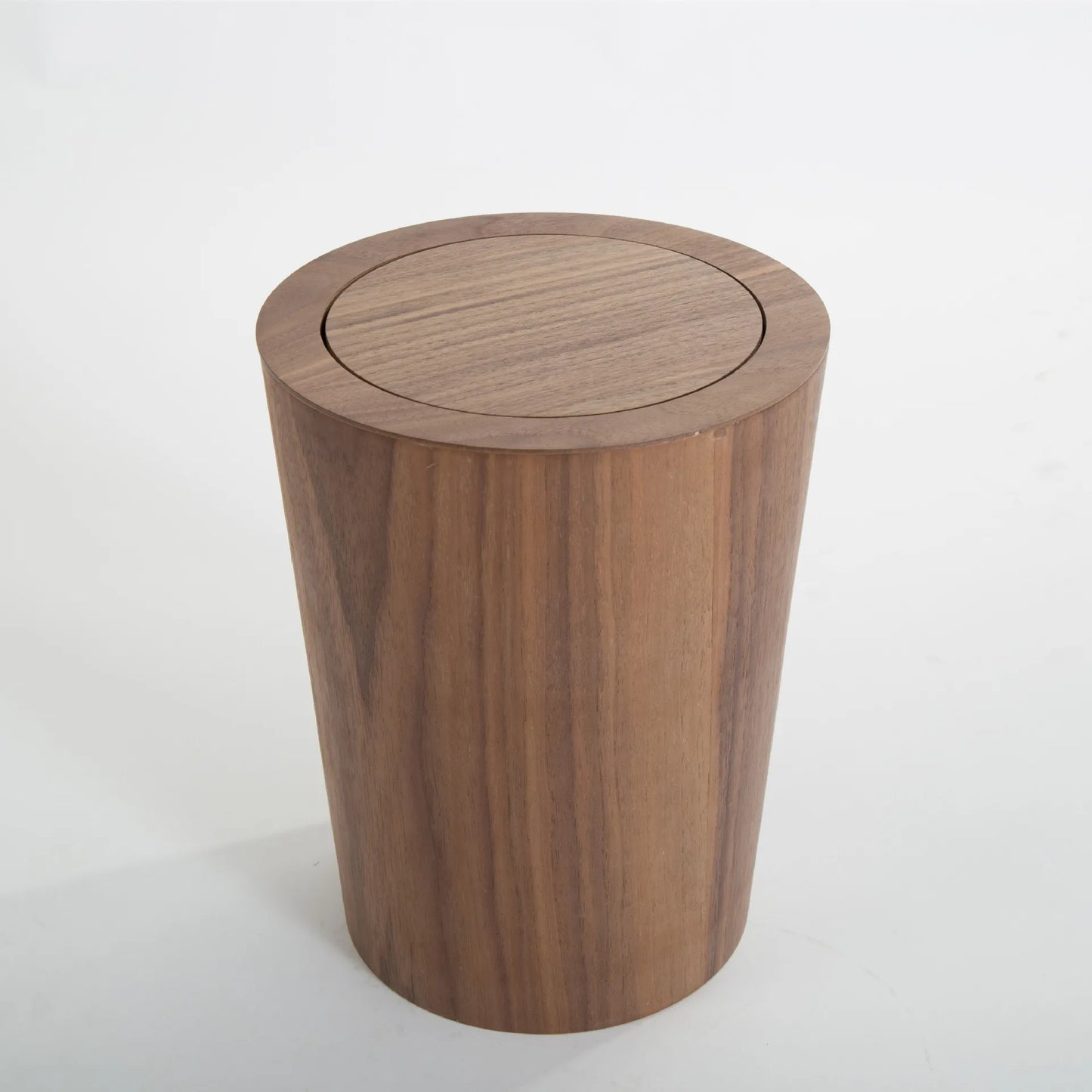 9L Garbage Can with Lid Waste Bins Solid Wood Wastebasket Home Cleaning Tools Round Trash Can Swing Cover Office Storage Baskets