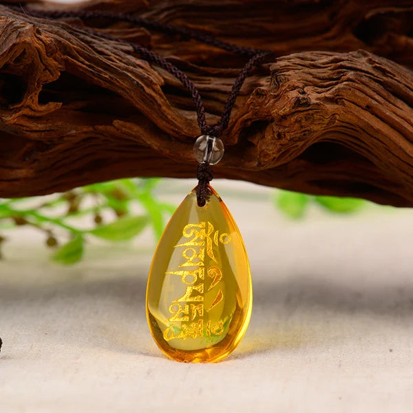 9P Greco-Buddhist pocket travel Exorcise evil spirits Almighty talisman GUANYIN Om mani padme hum Mantra crystal Pendant Amulet
