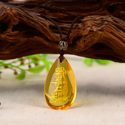 9P Greco-Buddhist pocket travel Exorcise evil spirits Almighty talisman GUANYIN Om mani padme hum Mantra crystal Pendant Amulet