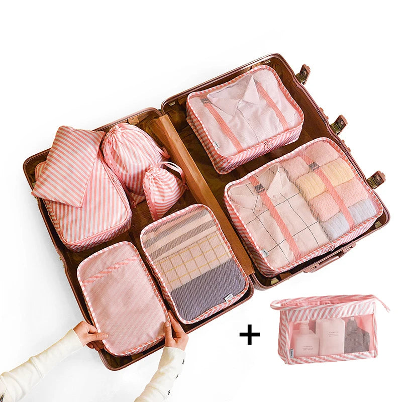 9PCS Unisex Travel Organizer Storage Bags Suitcase Packing Set Storage Cases Portable Luggage Organizer Clothes Shoes Tidy Pouch