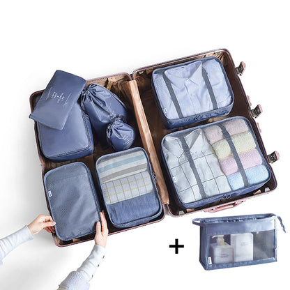 9PCS Unisex Travel Organizer Storage Bags Suitcase Packing Set Storage Cases Portable Luggage Organizer Clothes Shoes Tidy Pouch