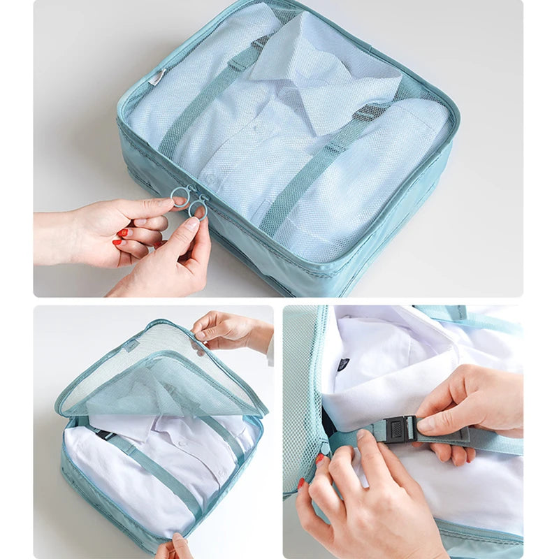 9PCS Unisex Travel Organizer Storage Bags Suitcase Packing Set Storage Cases Portable Luggage Organizer Clothes Shoes Tidy Pouch