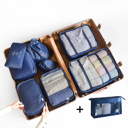 9PCS Unisex Travel Organizer Storage Bags Suitcase Packing Set Storage Cases Portable Luggage Organizer Clothes Shoes Tidy Pouch