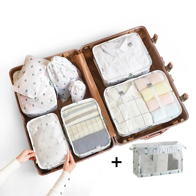9PCS Unisex Travel Organizer Storage Bags Suitcase Packing Set Storage Cases Portable Luggage Organizer Clothes Shoes Tidy Pouch