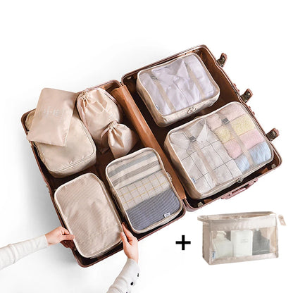 9PCS Unisex Travel Organizer Storage Bags Suitcase Packing Set Storage Cases Portable Luggage Organizer Clothes Shoes Tidy Pouch